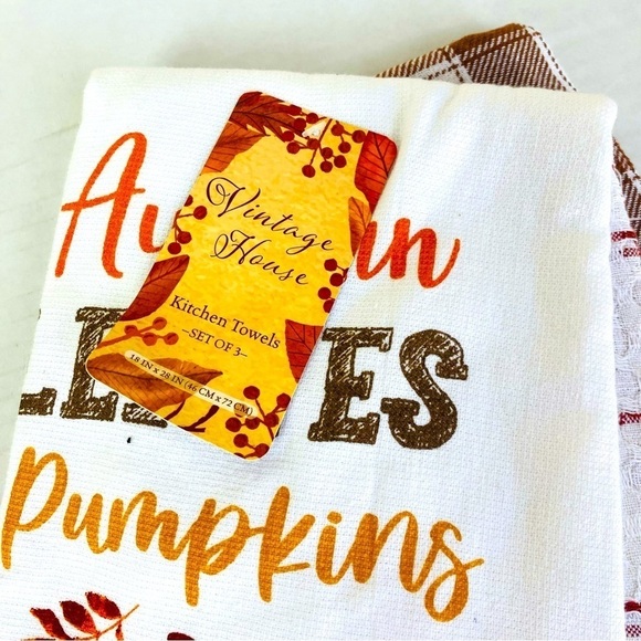 Set Of 3 Fall Kitchen Towels And Apron 27” x 24” - Picture 5 of 5